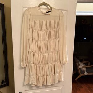 Vero Moda Cream Long Sleeve Dress